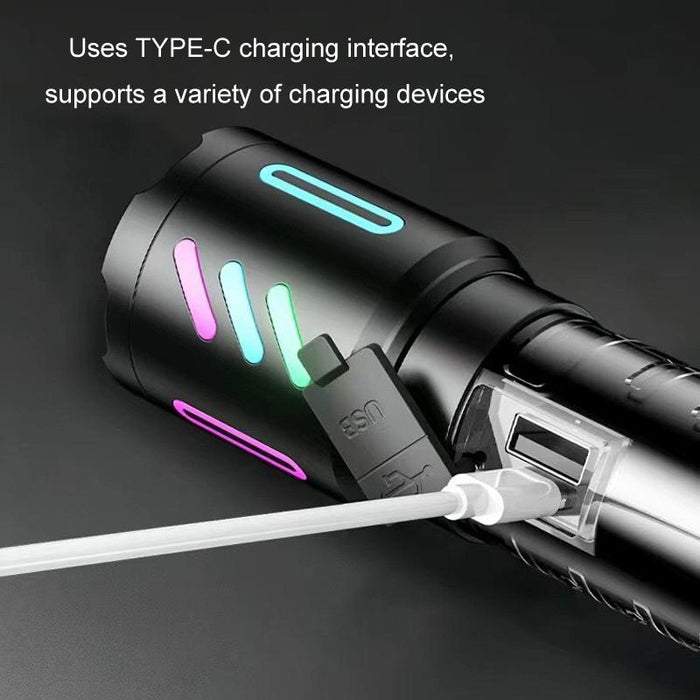 Rechargeable Zoom Laser Flashlight For Outdoor Use