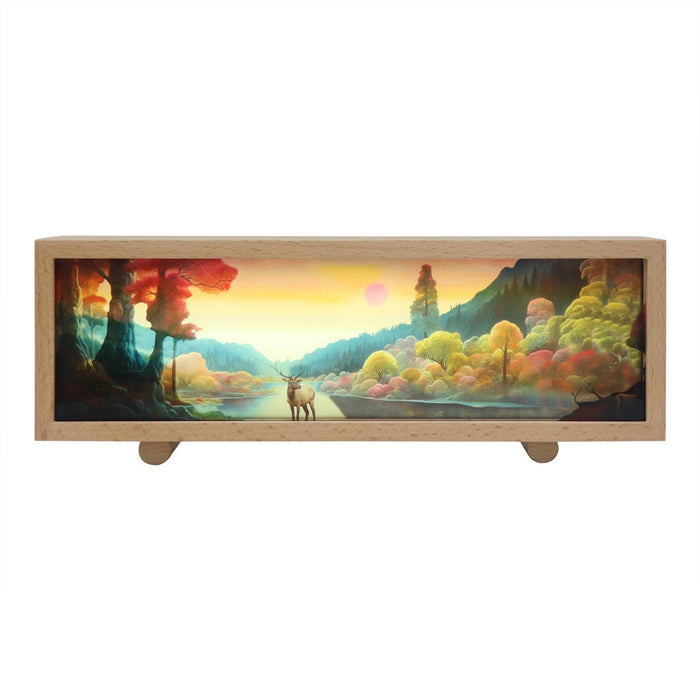 Wooden Acrylic Atmosphere Lightbox 3 Colour Touch Control Beech
