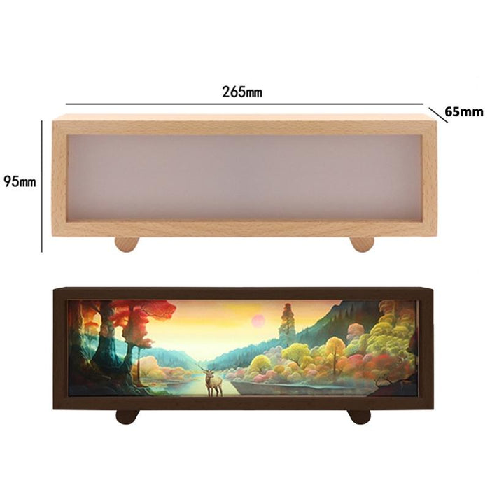 Wooden Acrylic Atmosphere Lightbox 3 Colour Touch Control Beech