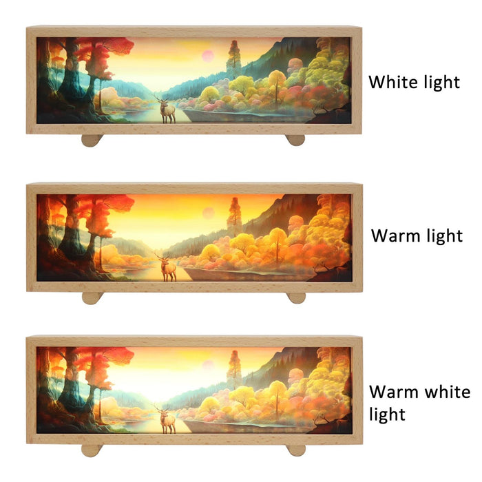 Wooden Acrylic Atmosphere Lightbox 3 Colour Touch Control Beech