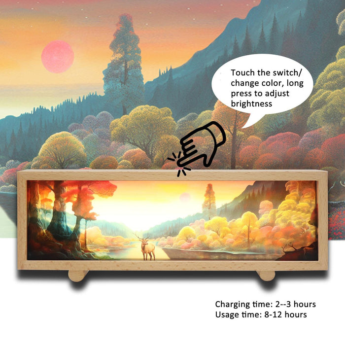 Wooden Acrylic Atmosphere Lightbox 3 Colour Touch Control Beech