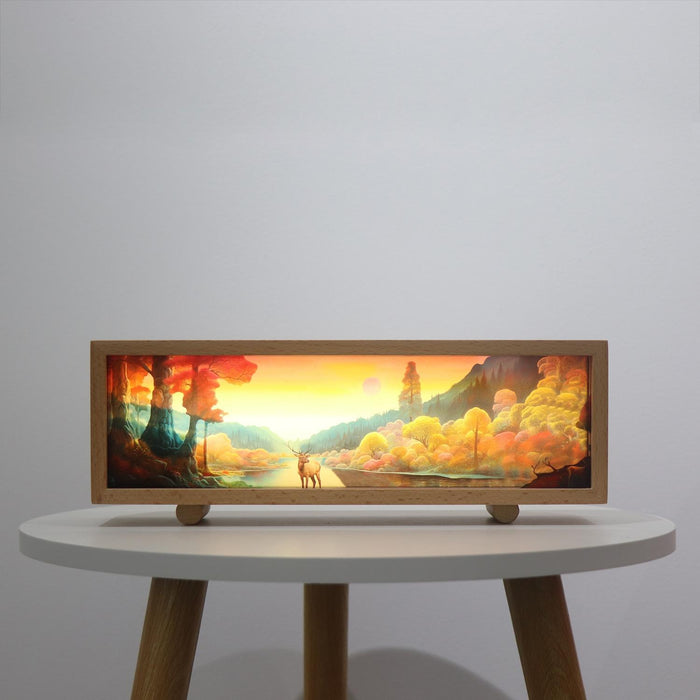 Wooden Acrylic Atmosphere Lightbox 3 Colour Touch Control Beech
