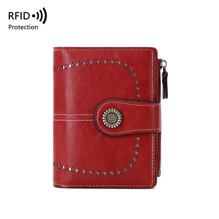 Rfid-Blocking Women'S Wallet With Multi Card Slots And Zipper Closure