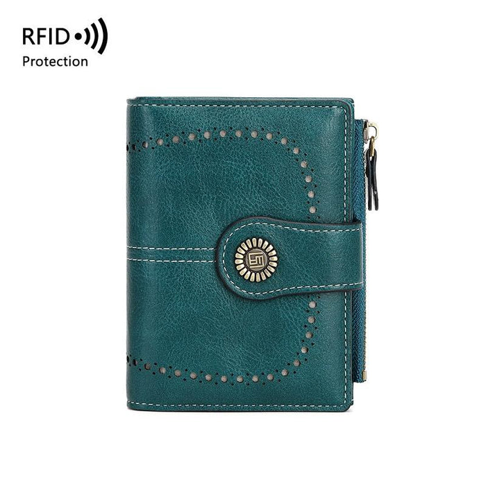 Rfid-Blocking Women'S Wallet With Multi Card Slots And Zipper Closure