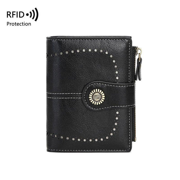 Rfid-Blocking Women'S Wallet With Multi Card Slots And Zipper Closure