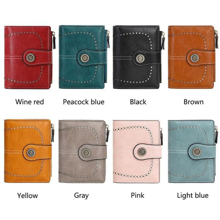 Rfid-Blocking Women'S Wallet With Multi Card Slots And Zipper Closure