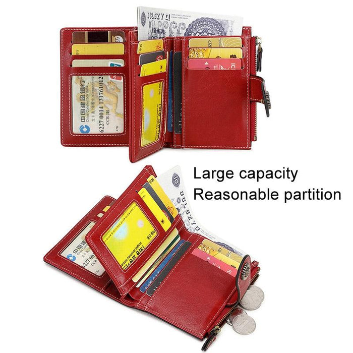 Rfid-Blocking Women'S Wallet With Multi Card Slots And Zipper Closure