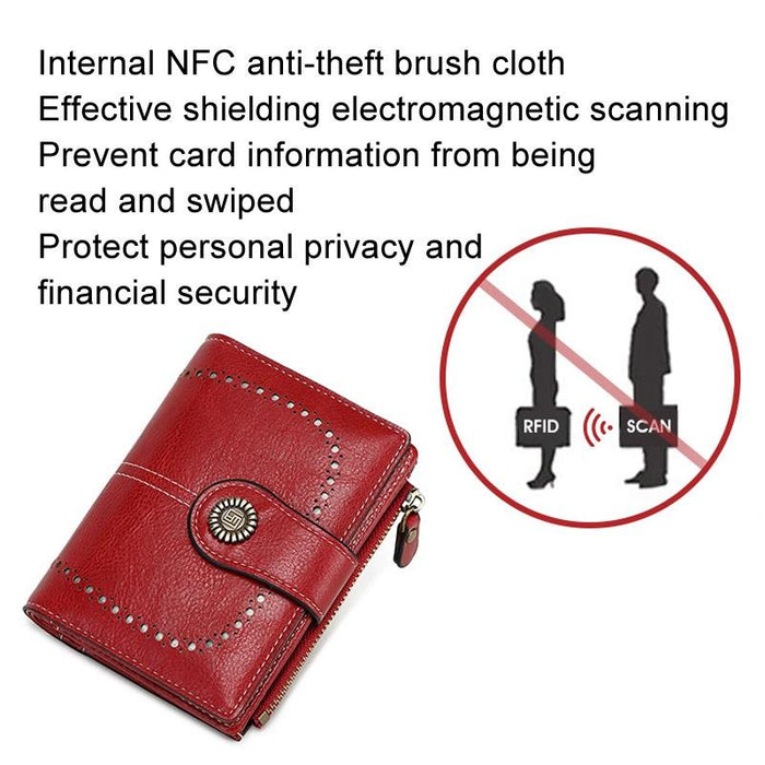 Rfid-Blocking Women'S Wallet With Multi Card Slots And Zipper Closure