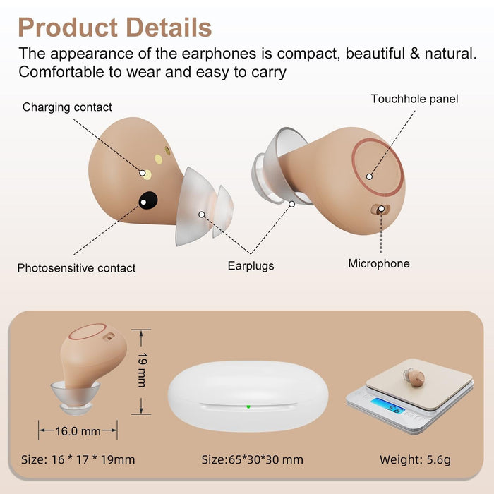 Digital In Ear Tws Hearing Aid Rechargeable & Invisible