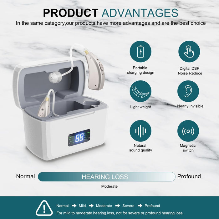 Rechargeable Digital Hearing Aid Silver