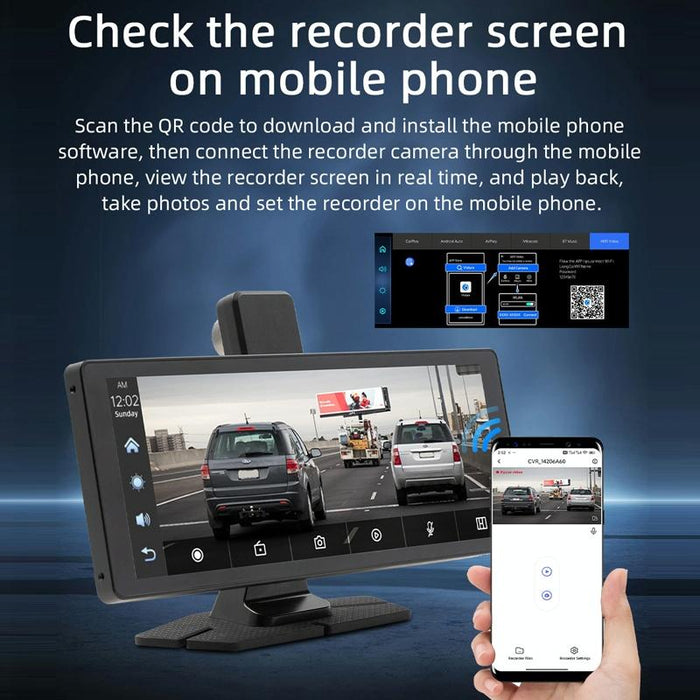 Portable Car Bluetooth Dvr Monitor - Supports Carplay / Android Auto