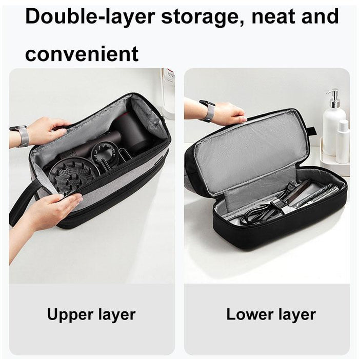 Large Double Layer Hair Dryer & Curling Iron Storage Bag