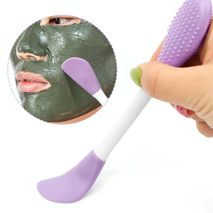 2Pcs Dual Head Silicone Face Mask Brush Cleansing & Massage Applicator