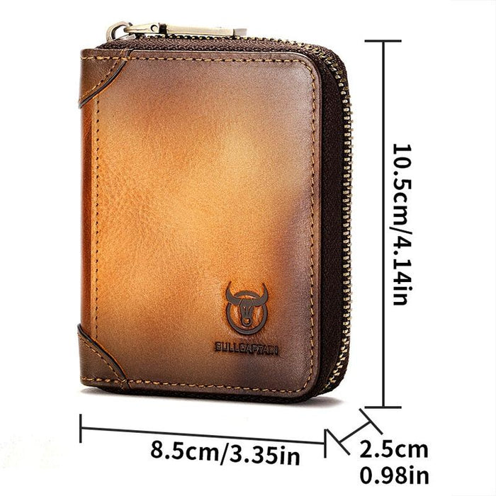Rfid Anti Theft Cowhide Card Holder Wallet Coffee