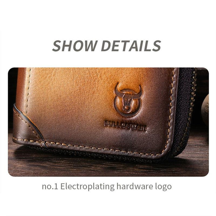 Rfid Anti Theft Cowhide Card Holder Wallet Coffee