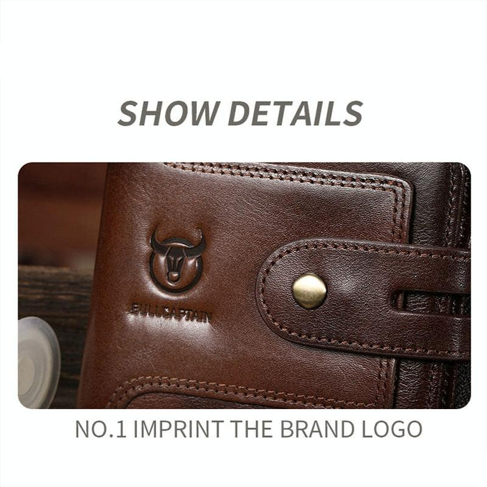 232 Rfid Anti-Theft Cowhide Men Zipper Wallet Vintage Business Card Holder