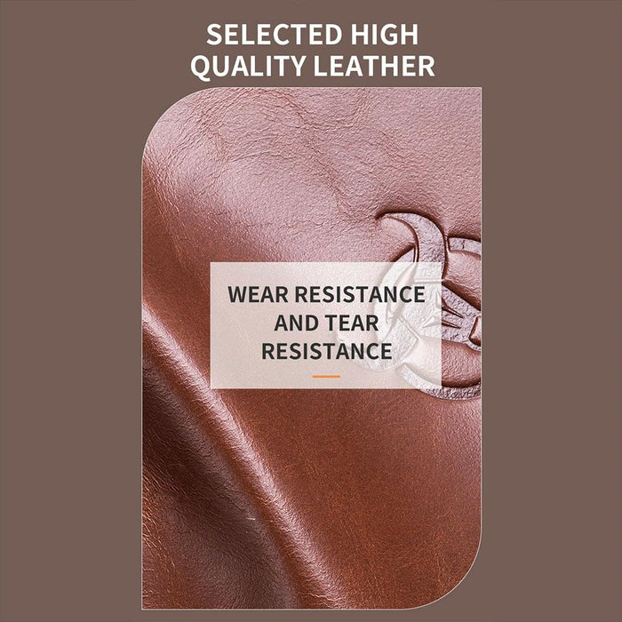 232 Rfid Anti-Theft Cowhide Men Zipper Wallet Vintage Business Card Holder