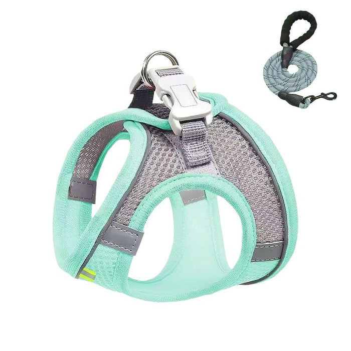 Breathable Reflective Dog Harness With Leash Blue+1.5M