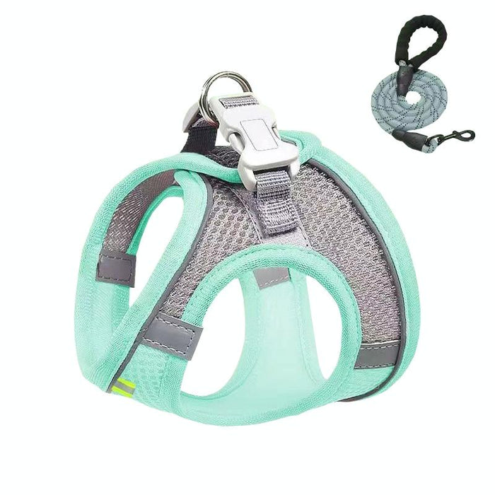 Breathable Reflective Dog Harness With Leash Blue+1.5M