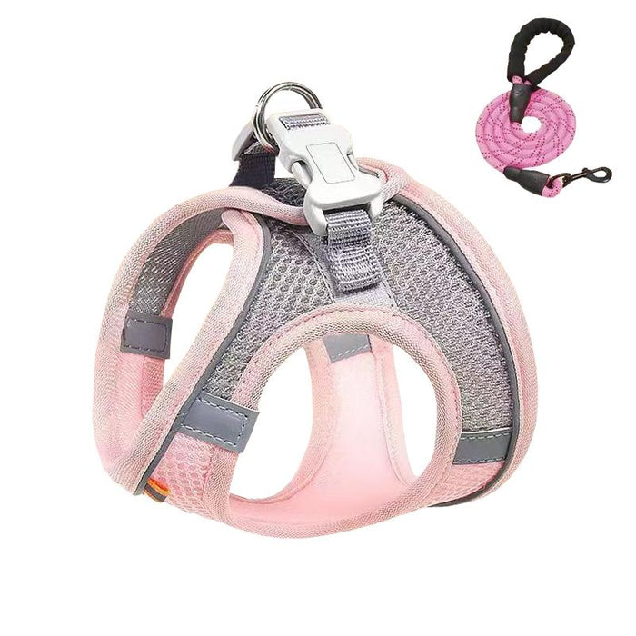 Breathable Reflective Dog Harness With Leash Blue+1.5M