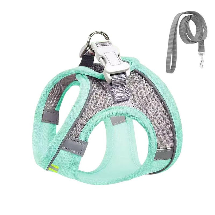Breathable Reflective Dog Harness With Leash Blue+1.5M