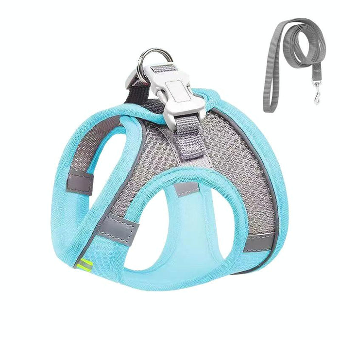 Breathable Reflective Dog Harness With Leash Blue+1.5M