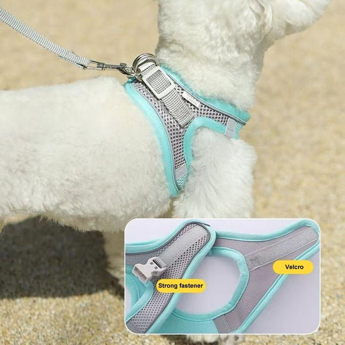 Breathable Reflective Dog Harness With Leash Blue+1.5M