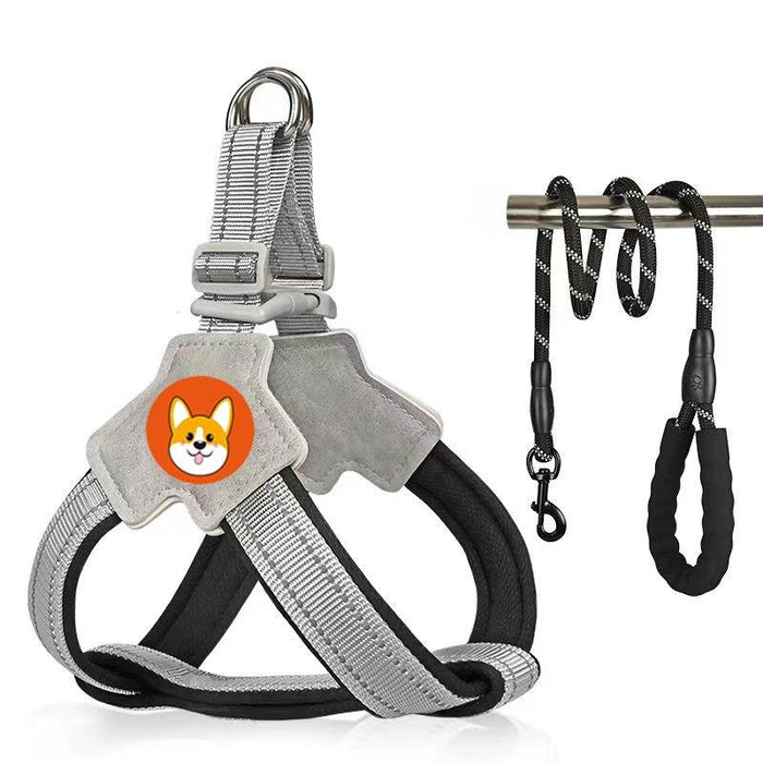 Breathable Reflective Dog Harness With Leash Black+1.5M
