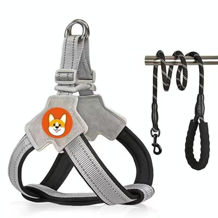 Breathable Reflective Dog Harness With Leash Black+1.5M