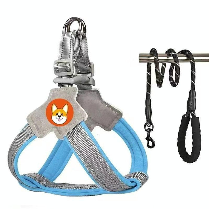 Breathable Reflective Dog Harness With Leash Black+1.5M