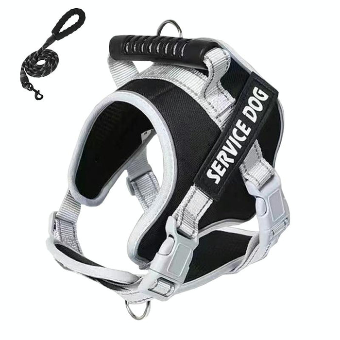 Explosion Proof Large Dog Harness With Leash Black+1.5M