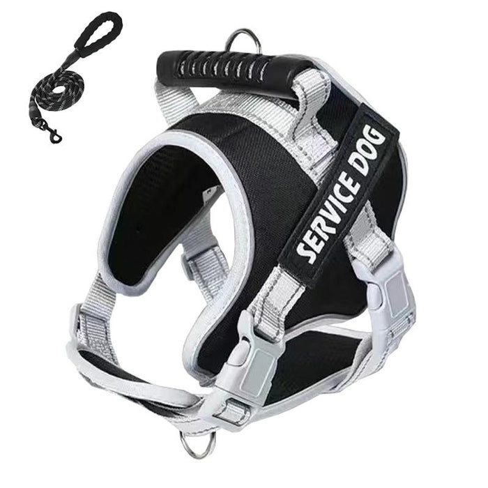 Explosion Proof Large Dog Harness With Leash Black+1.5M