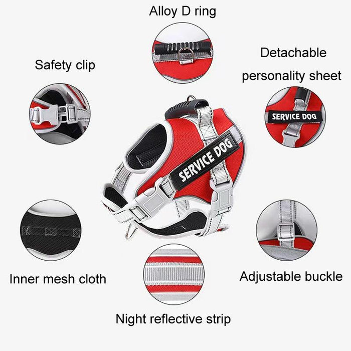 Explosion Proof Large Dog Harness With Leash Black+1.5M