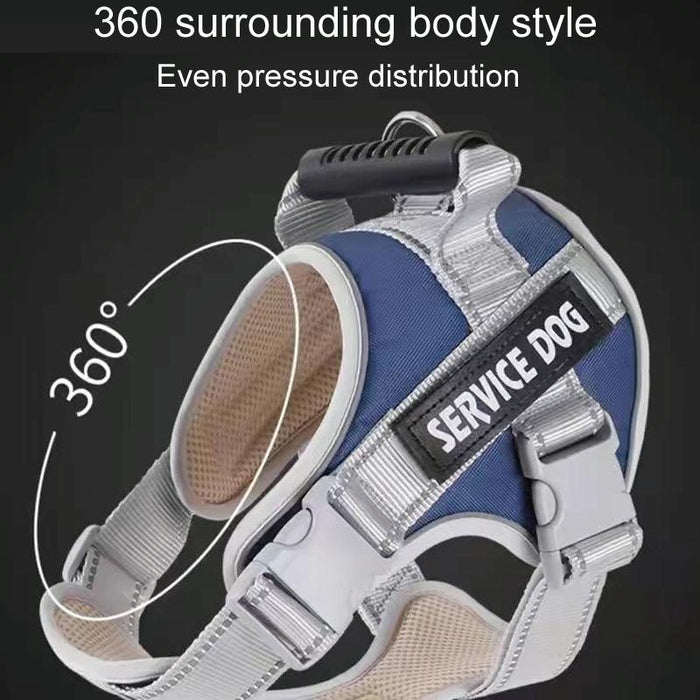 Explosion Proof Large Dog Harness With Leash Black+1.5M