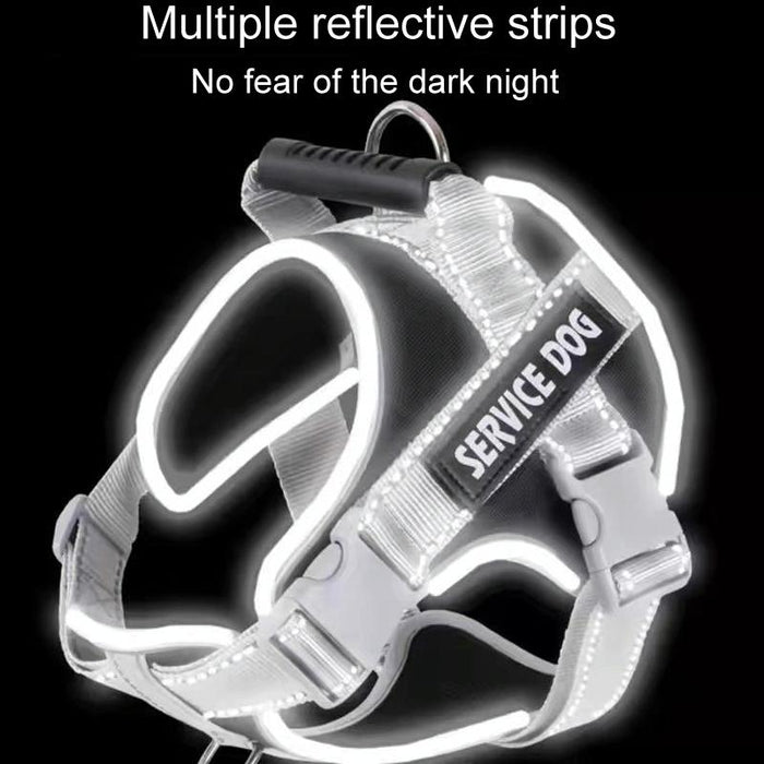 Explosion Proof Large Dog Harness With Leash Black+1.5M