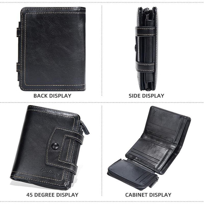 Rfid Anti Theft Tri Fold Wallet With Multi Card Slots & Zipper Baellerry