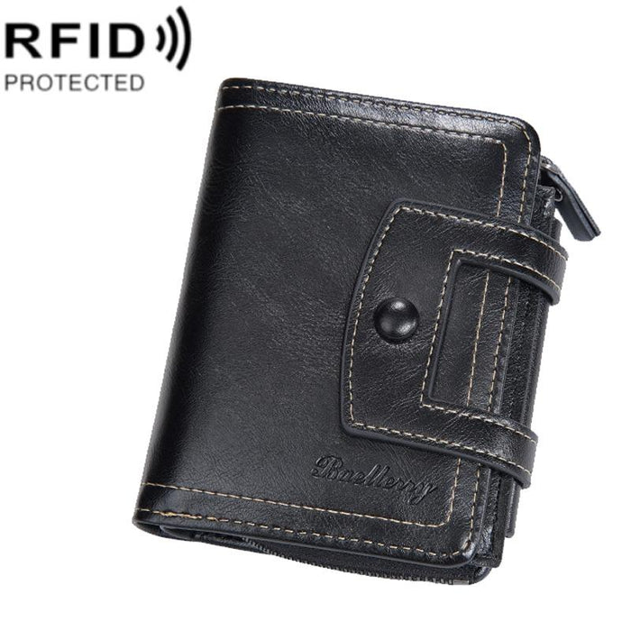 Rfid Anti Theft Tri Fold Wallet With Multi Card Slots & Zipper Baellerry