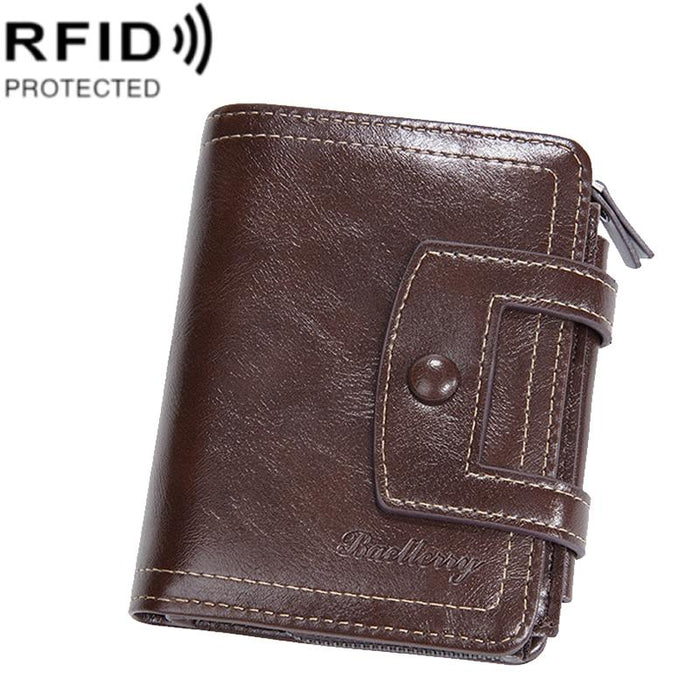Rfid Anti Theft Tri Fold Wallet With Multi Card Slots & Zipper Baellerry
