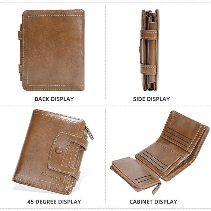 Rfid Anti Theft Tri Fold Wallet With Multi Card Slots & Zipper Baellerry
