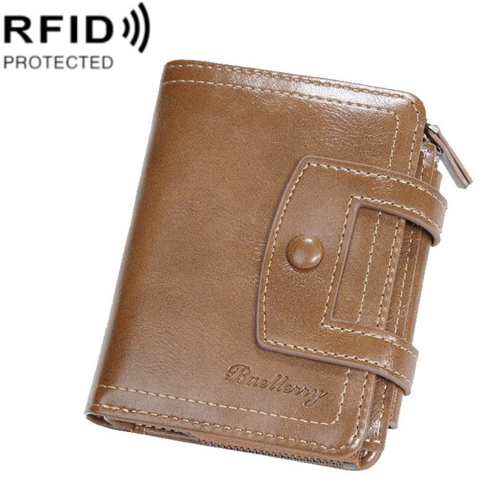 Rfid Anti Theft Tri Fold Wallet With Multi Card Slots & Zipper Baellerry