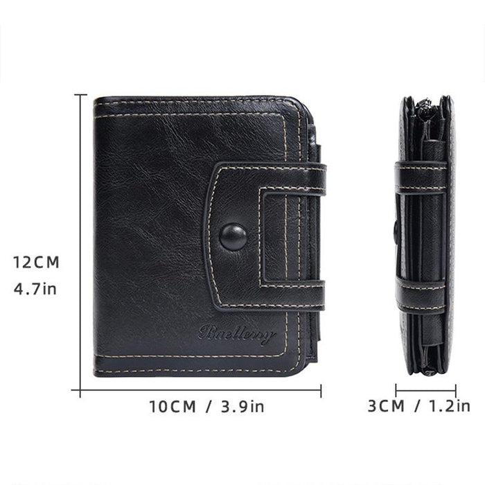 Rfid Anti Theft Tri Fold Wallet With Multi Card Slots & Zipper Baellerry