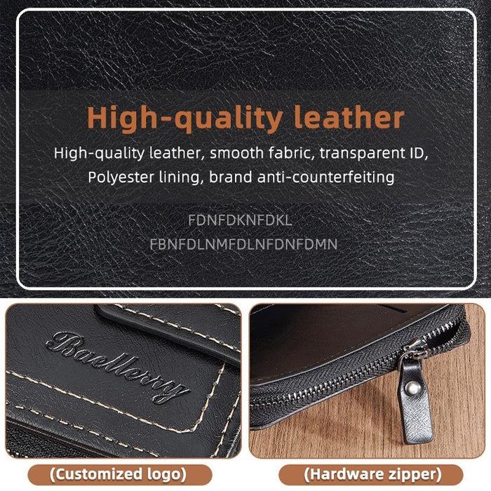 Rfid Anti Theft Tri Fold Wallet With Multi Card Slots & Zipper Baellerry