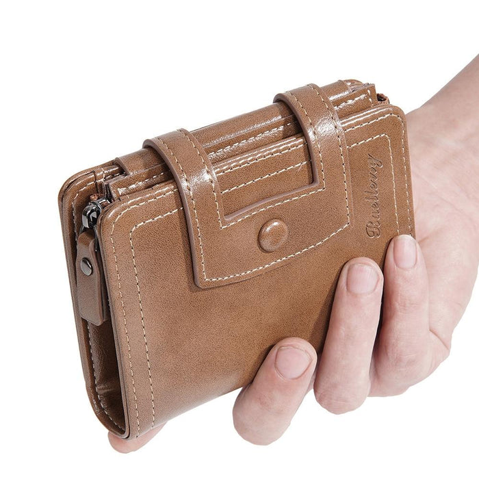 Rfid Anti Theft Tri Fold Wallet With Multi Card Slots & Zipper Baellerry