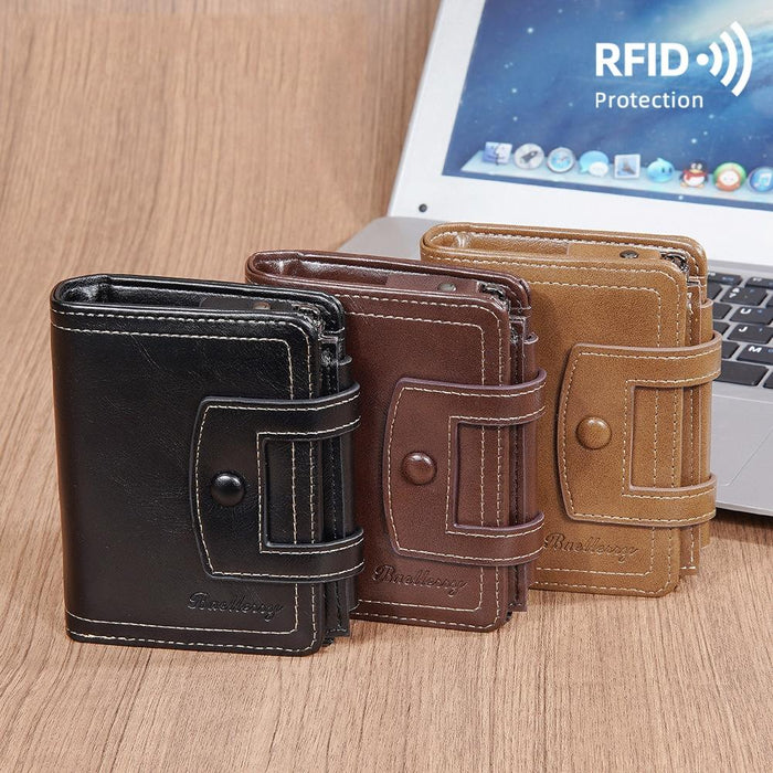 Rfid Anti Theft Tri Fold Wallet With Multi Card Slots & Zipper Baellerry