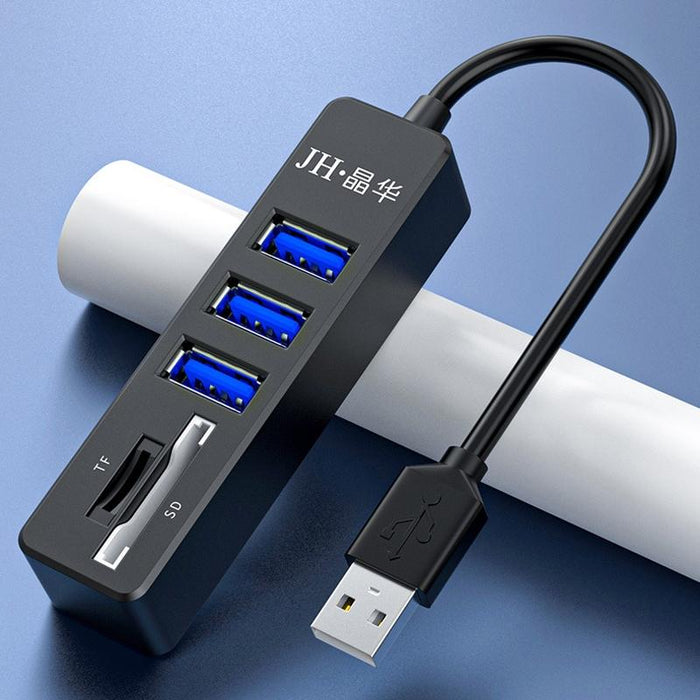 5-In-1 Usb2.0 Hub For Laptop Docking Black