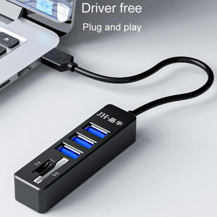 5-In-1 Usb2.0 Hub For Laptop Docking Black
