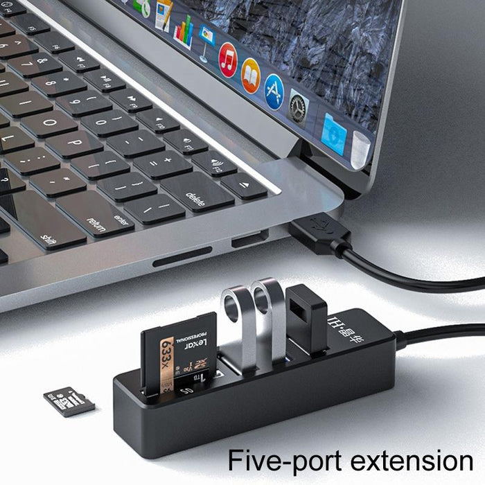 5-In-1 Usb2.0 Hub For Laptop Docking Black