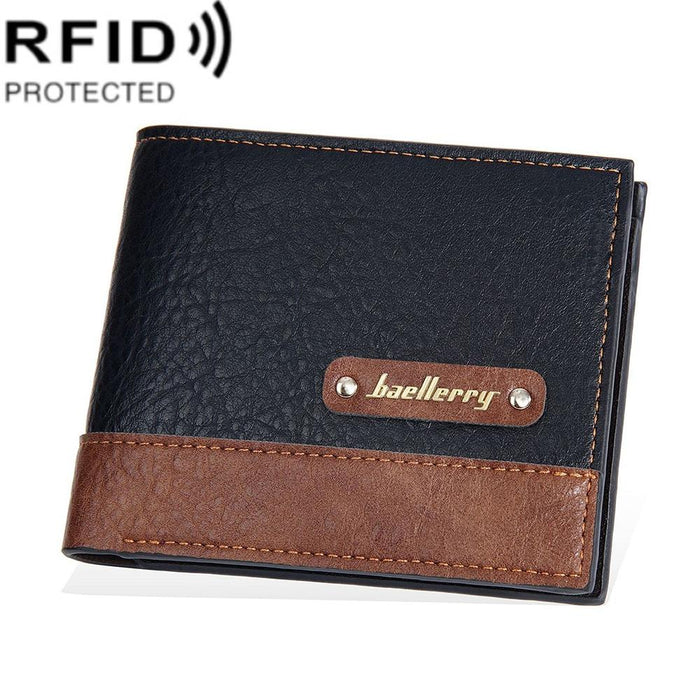 Rfid Anti Theft Splicing Wallet Thin Horizontal Zipper Design