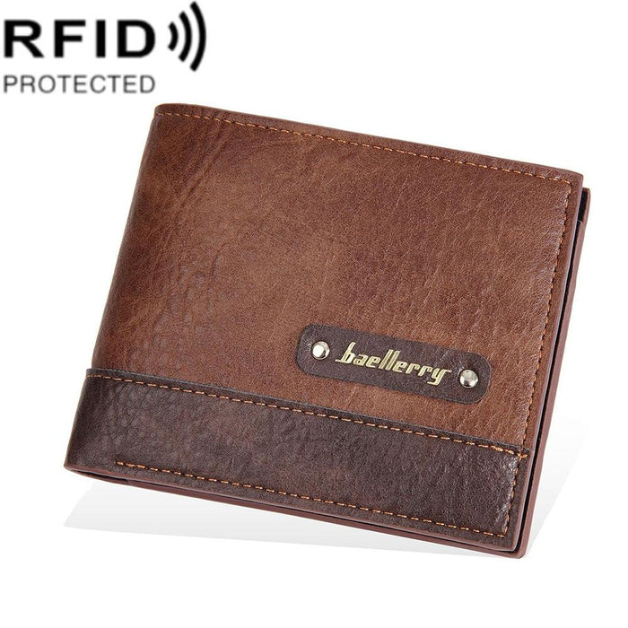 Rfid Anti Theft Splicing Wallet Thin Horizontal Zipper Design