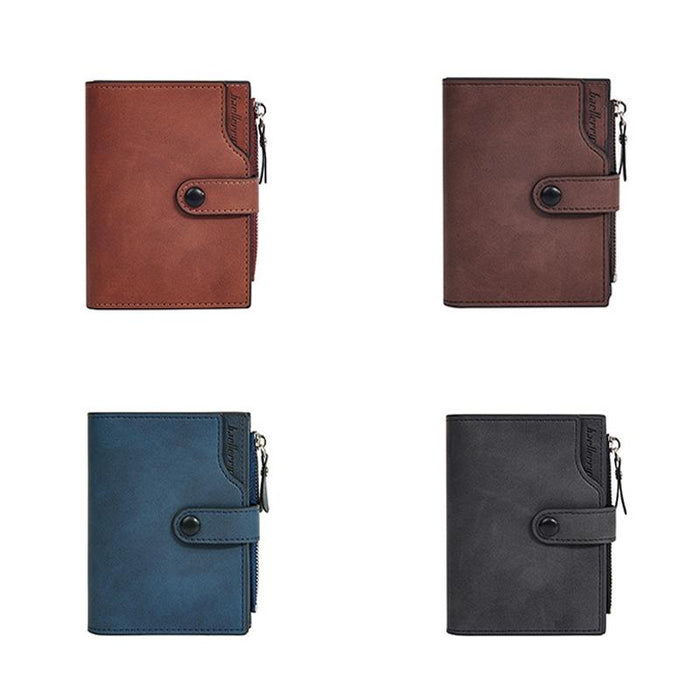 Rfid Anti Theft Tri Fold Short Wallet With Zipper Light Brown